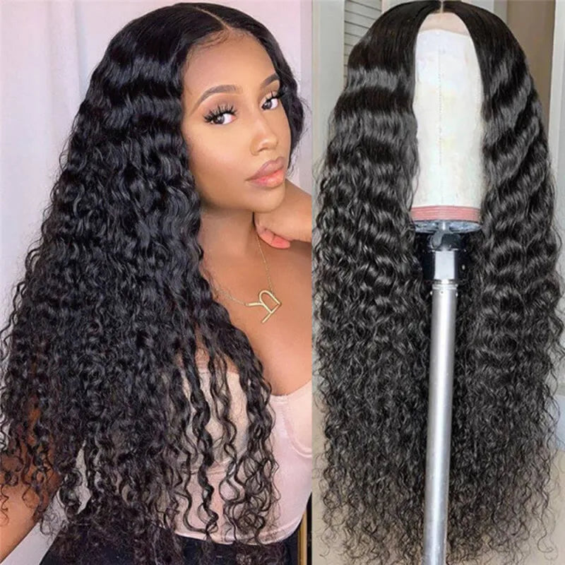HD Transparent Lace Front Human Hair Wig - 13x4 Deep Wave Frontal Wig for Women - Pre-Plucked, Jazz Star Style, 180% Density