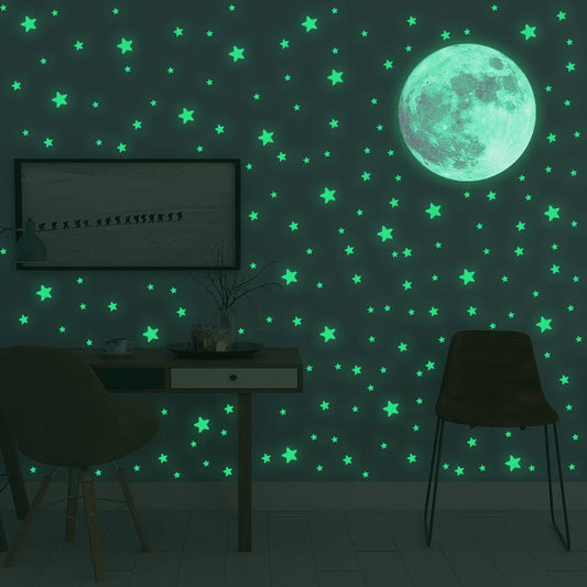 Luminous Moon Stars Wall Stickers for Kids room Bedroom Decor Glow in the dark Earth Wall Decals Noctilucent Stickers Home Decor
