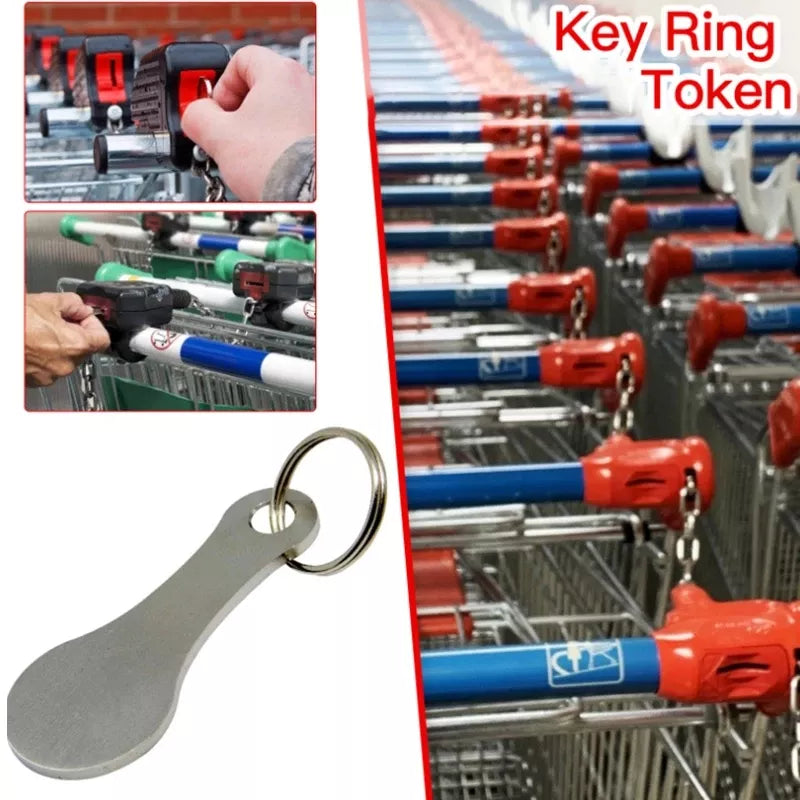 1/2pcs Metal Shopping Cart Tokens Trolley Token Key Ring Decorative Keychain Multipurpose Shopping Portable For Home Outdoor