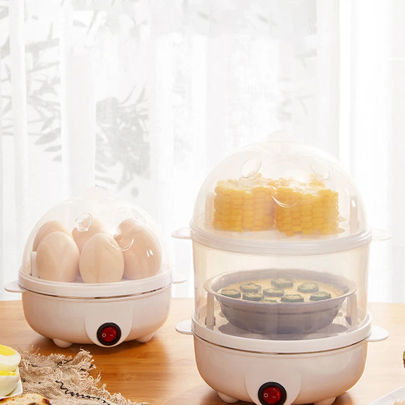 Electric Egg Cooker Double Multifunction Layers Egg Boiler Corn Milk Rapid Breakfast
