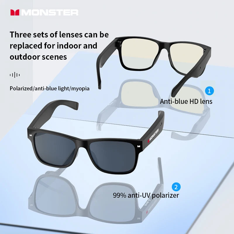 Monster Glasses Headset Wireless Bluetooth 5.0 Sunglasses Outdoor Sport earphone Calling Music