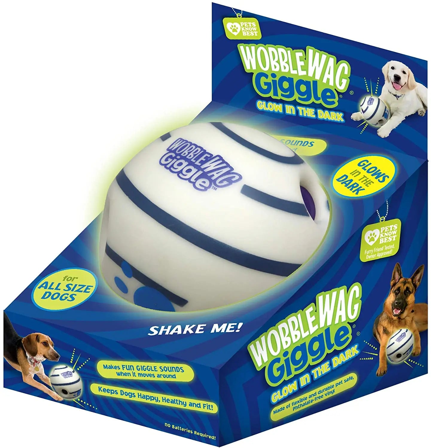 Wobble Wag Giggle Glow Ball Interactive Dog Toy Fun Giggle Sounds When Rolled or Shaken Pets Know Best As Seen On TV